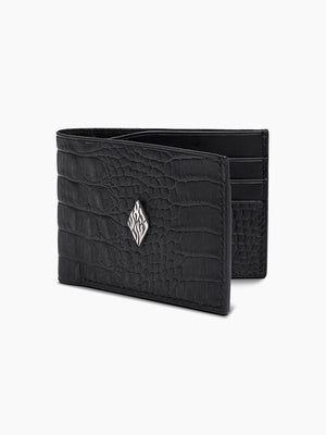 Wallet Black Croco Embossed Leather