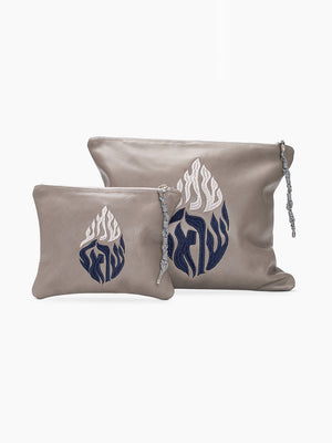 Set Thalit / Tefilines Shema Israel Gray Smooth Leather