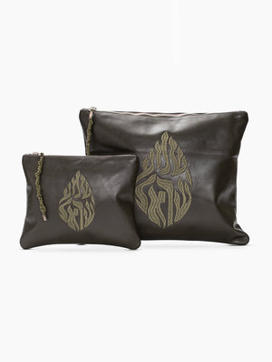 Set Thalit / Tefilines Shema Israel Green Forest Smooth Leather