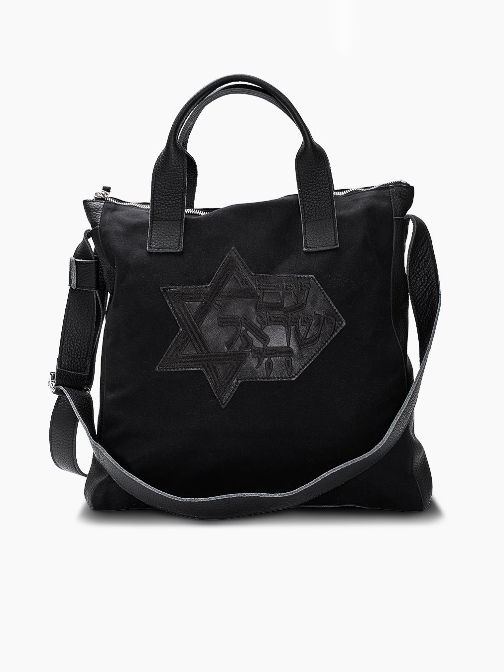 Tote Bag Aesh Sheli Black Leather & Canvas