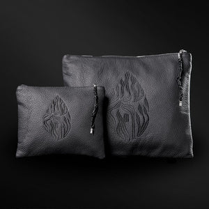 Set Thalit / Tefilines Shema Israel black Grained Leather