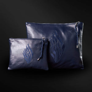 Set Thalit / Tefilines Aeish sheli Navy Blue Shalevet Smooth leather