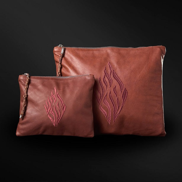 Set Tallit / Tefilines Aeish sheli Red soft Shalevet Smooth leather