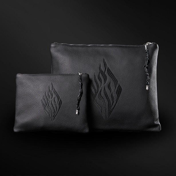 Set Tallit / Tefilines Aesh Sheli Black Grained leather Kameart