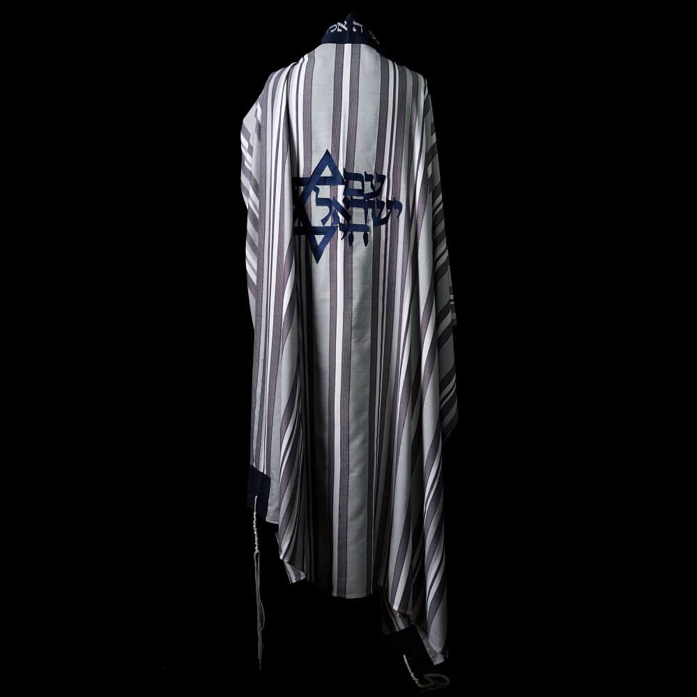 Am Israël Hai Bicolor Blue &amp; Grey Stripes