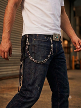 Artisanal Men's Belt Chain – Silver & Braided Cord