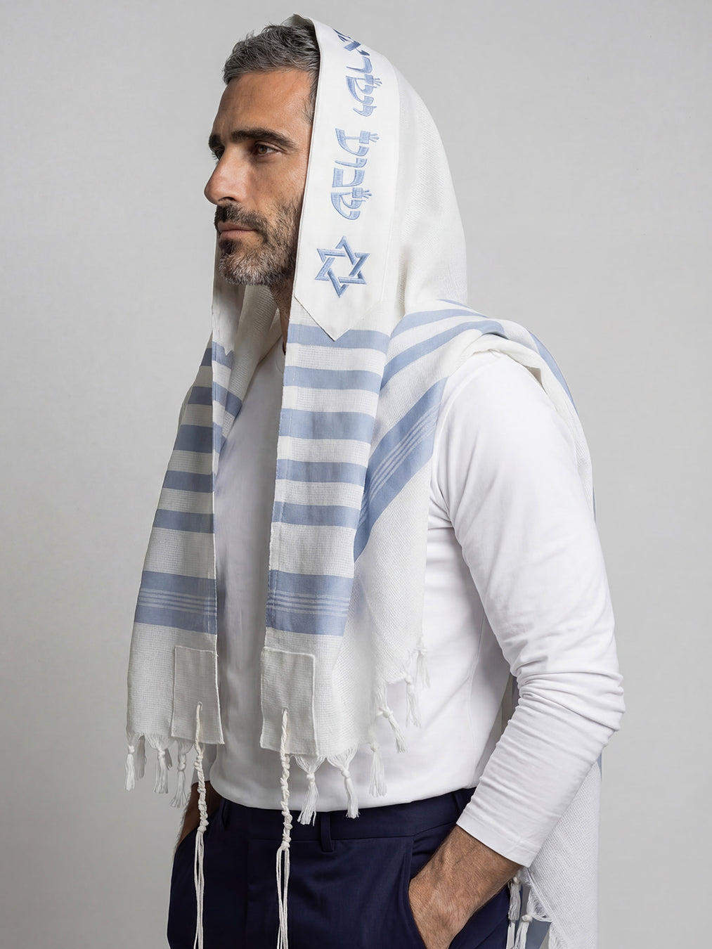 Tallit Am Israel Hai Sky Blue Kameart