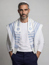 Tallit Am Israel Hai Sky Blue Kameart