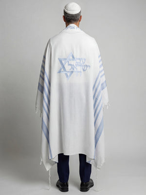 Tallit Am Israel Hai Sky Blue Kameart