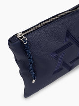 Tallit Bag Star of David Blue Grained Leather | Tallit & Tefillin Bag Set Kameart