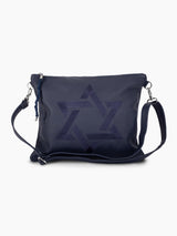 Tallit Bag Star of David Blue Grained Leather | Tallit & Tefillin Bag Set Kameart