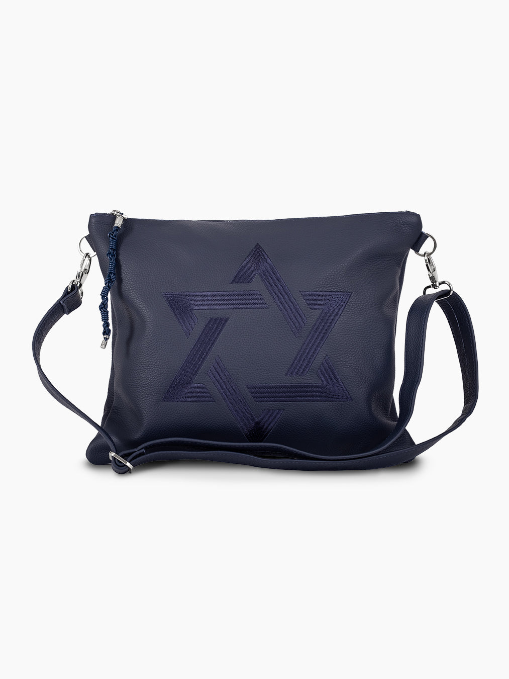 Tallit Bag Star of David Blue Grained Leather | Tallit & Tefillin Bag Set Kameart