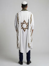 Tallit Yosef Star Of David in Green Olive Kameart