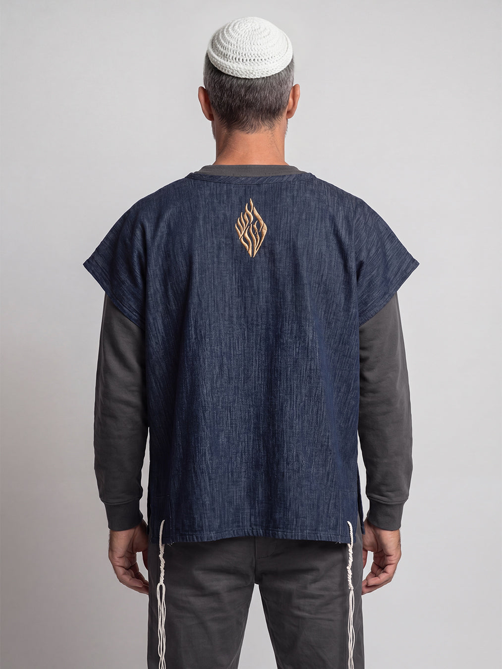 Modern Tallit Katan in Blue Denim