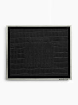 770 Eastern Parkway Wall Art, front view, black crocodile-embossed leather Judaica frame, handmade in Israel, Kameart