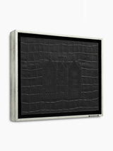 770 Eastern Parkway Wall Art, angled view, black crocodile-embossed leather frame, handmade in Israel, Kameart