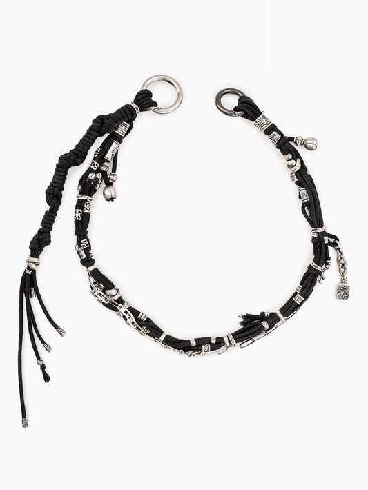 Artisanal Men's Belt Chain – Silver & Braided Cord