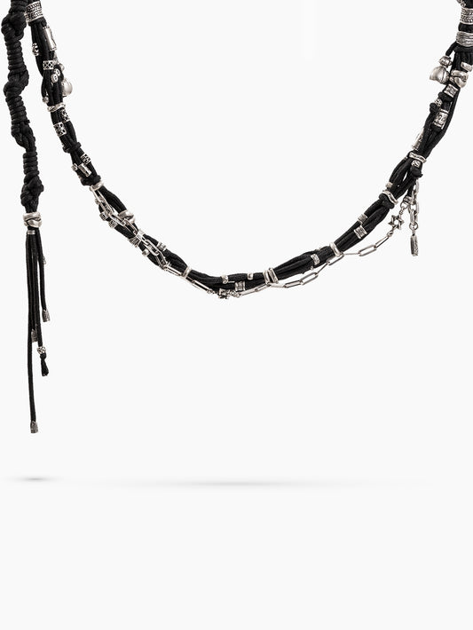 Artisanal Men's Belt Chain – Silver & Braided Cord