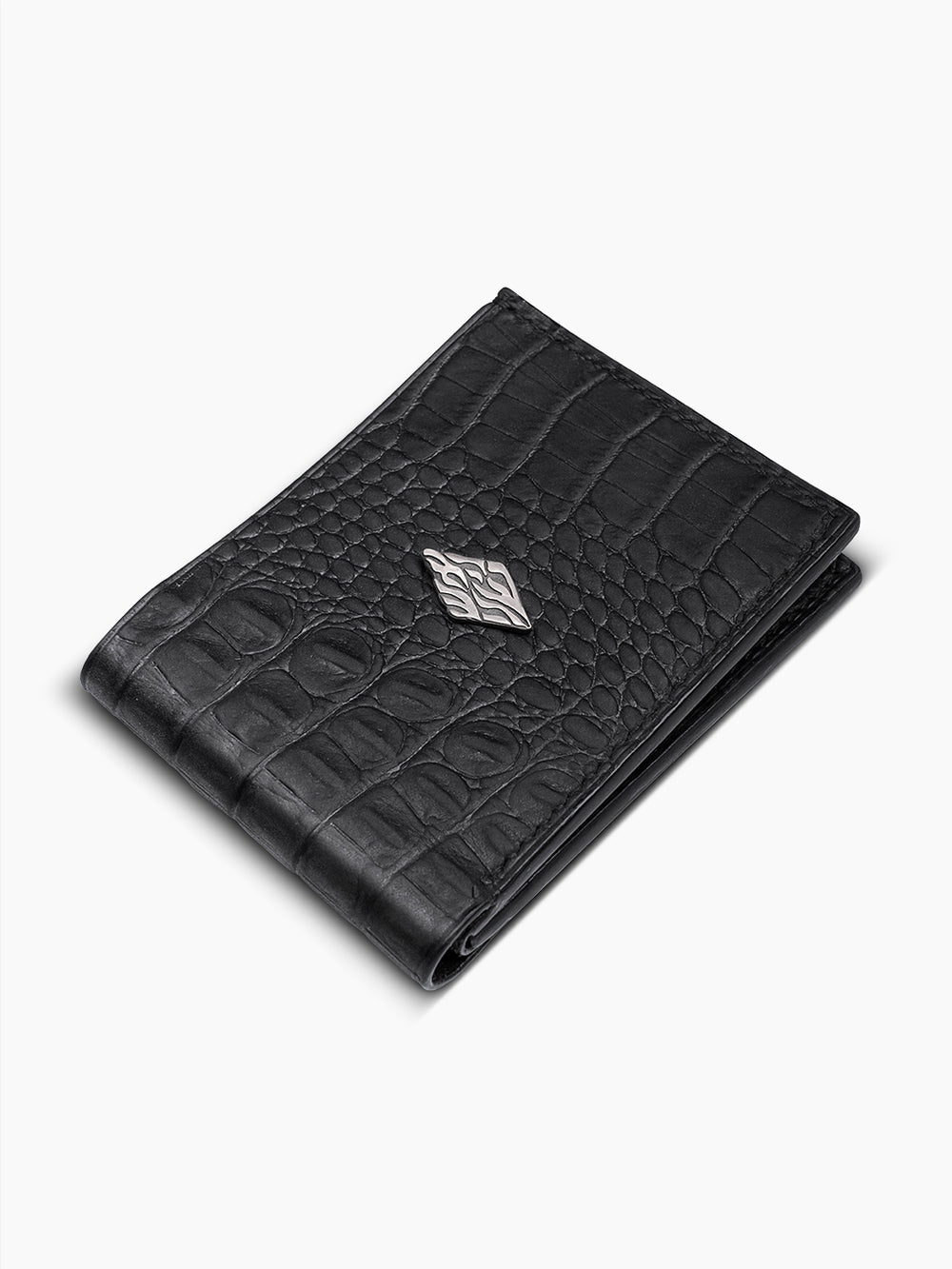 Wallet Black Croco Embossed Leather