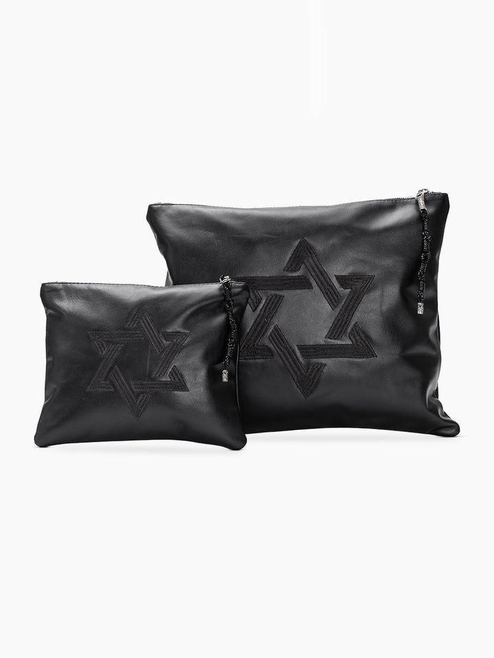 Set Thalit / Tefilines Magen Black Smooth Leather