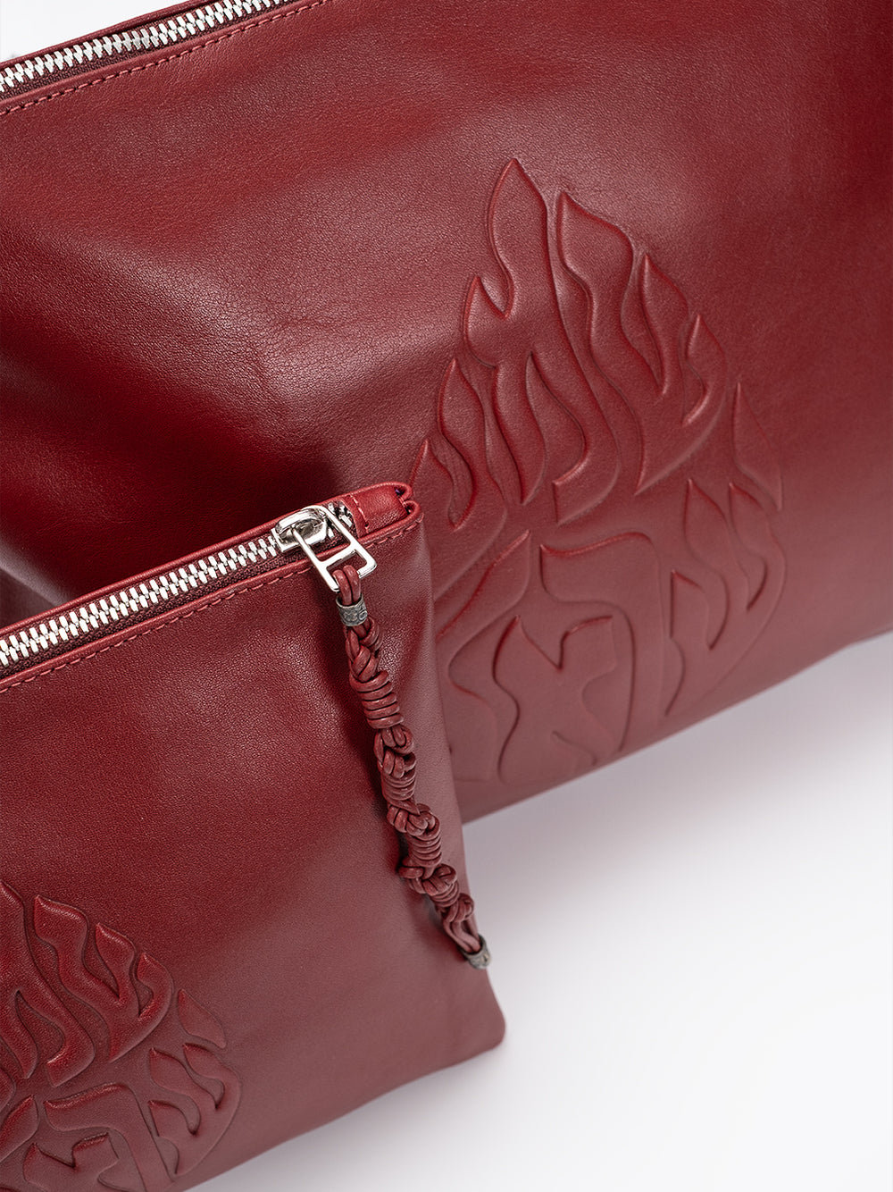Set Thalit / Tefilines Shema Israel Red Smooth Leather Embossed