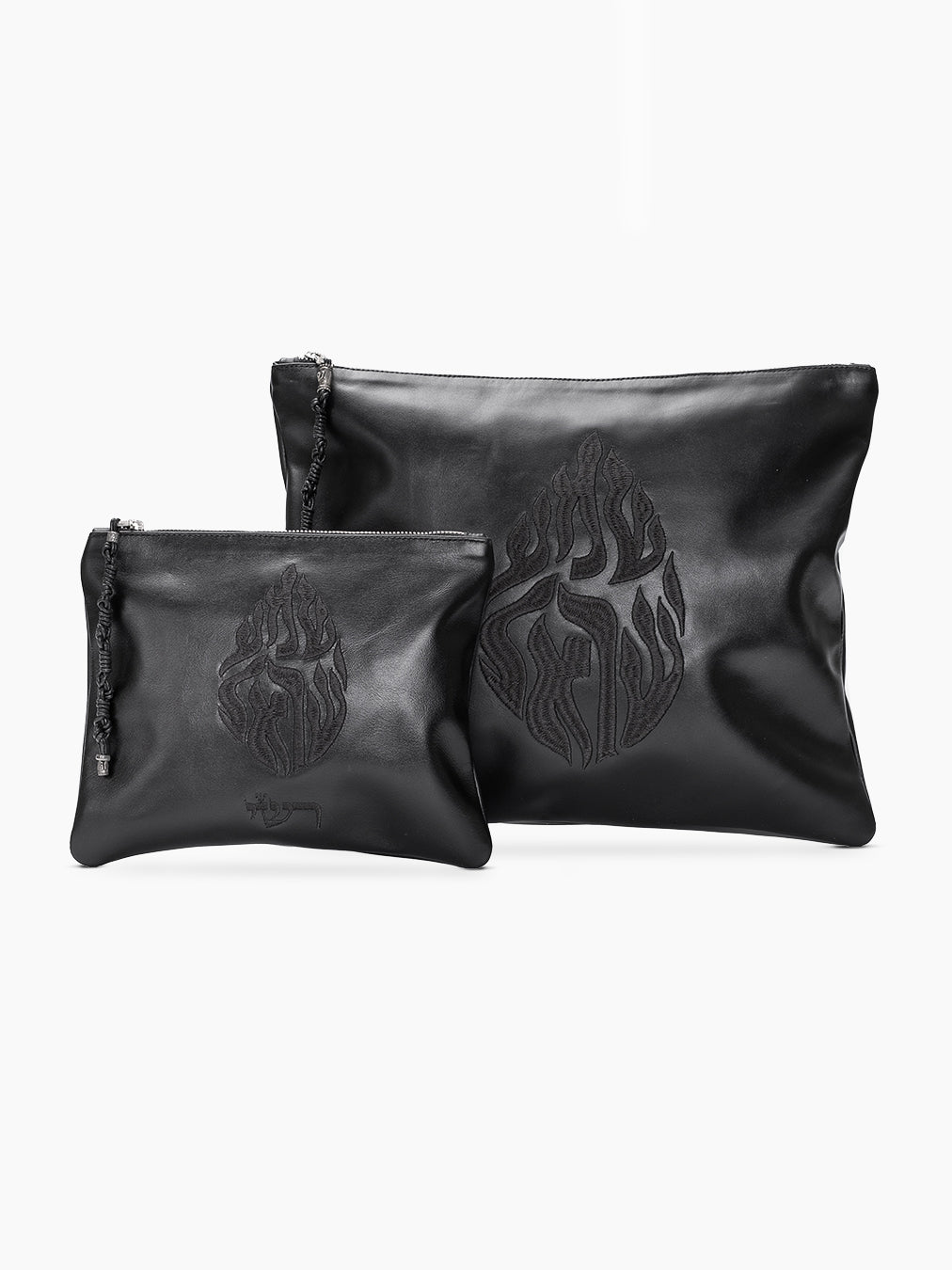 Set Tallit / Tefilines Shema Israel Black Smooth Leather Kameart