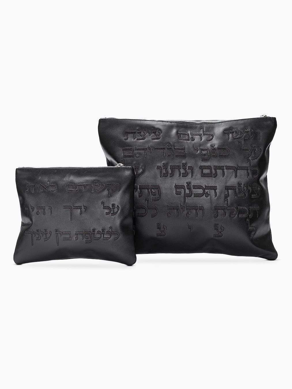 Set Tallit / Tefilines Shema Israel Black Smooth Leather Kameart