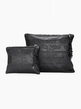Set Thalit / Tefilines Am Israel Hai Black Grained Leather