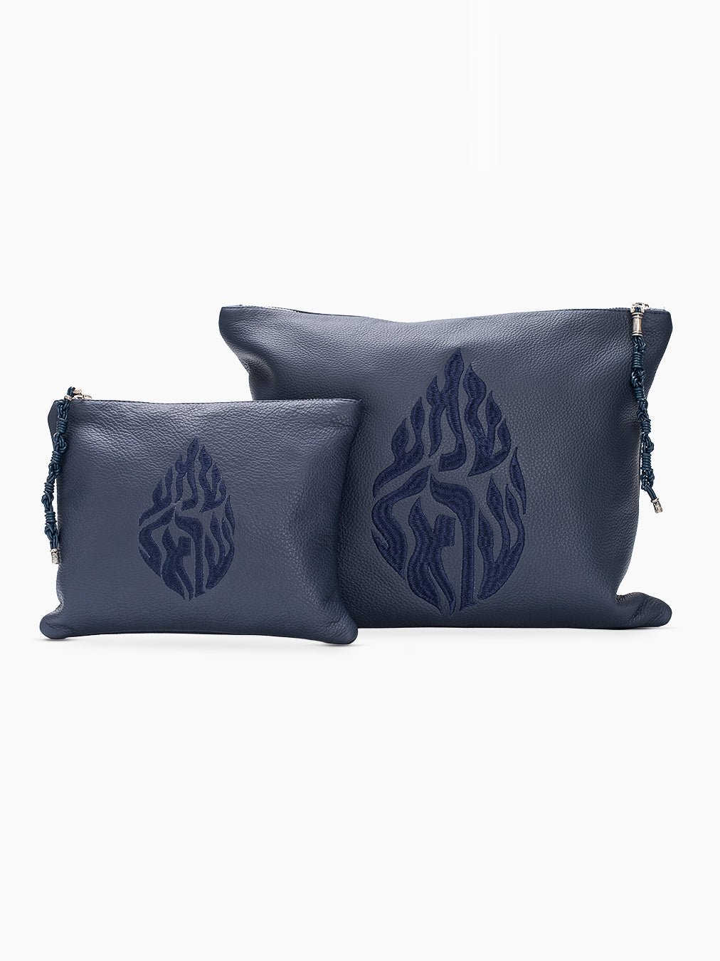 Set Thalit / Tefilines Shema Israel Blue Navy Grained Leather