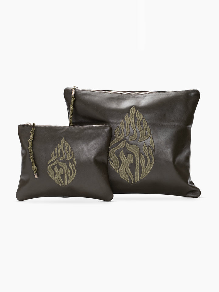 Set Thalit / Tefilines Shema Israel Green Forest Smooth Leather