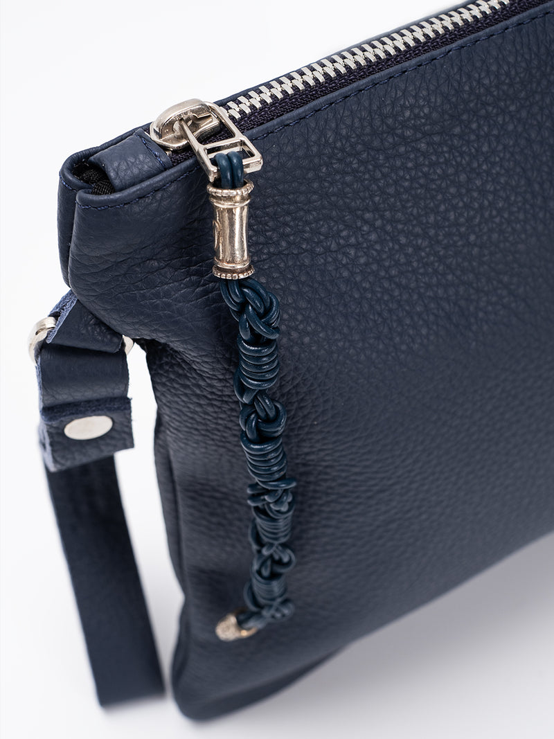 Leather Pouch - Blue Navy Grained Leather