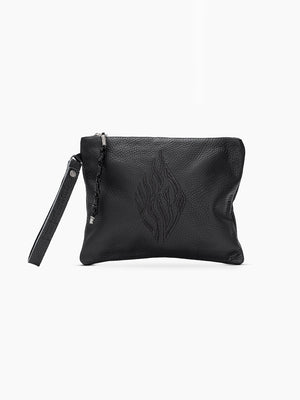 Leather Pouch - Aesh Sheli Black Grained Leather
