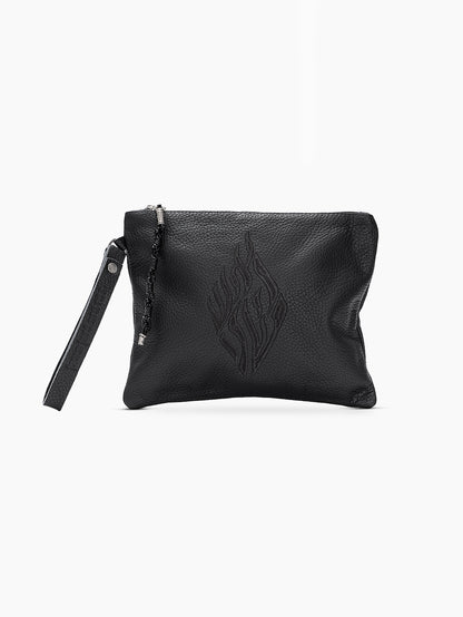Leather Pouch - Aesh Sheli Black Grained Leather