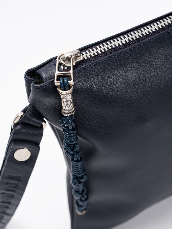 Leather Pouch - Aesh Sheli Navy Grained Leather Kameart