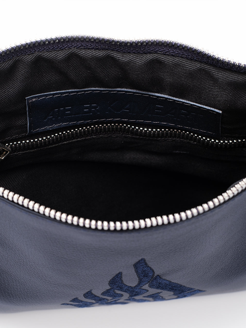 Leather Pouch - Aesh Sheli Navy Grained Leather Kameart