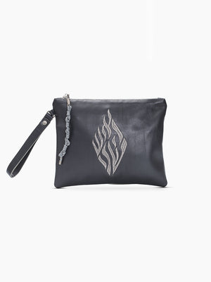 Leather Pouch - Aesh Sheli Gray Smooth Leather