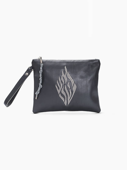 Leather Pouch - Aesh Sheli Gray Smooth Leather