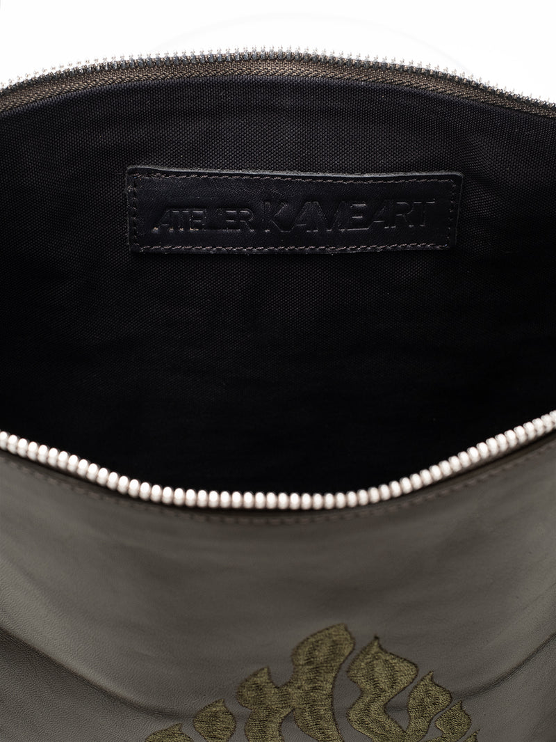 Leather Pouch - Aesh Sheli Green Forest Grained Leather