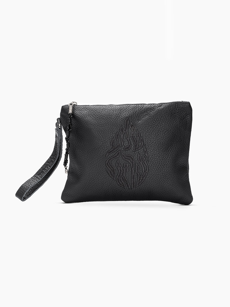 Leather Pouch - Aesh Sheli Black Grained Leather