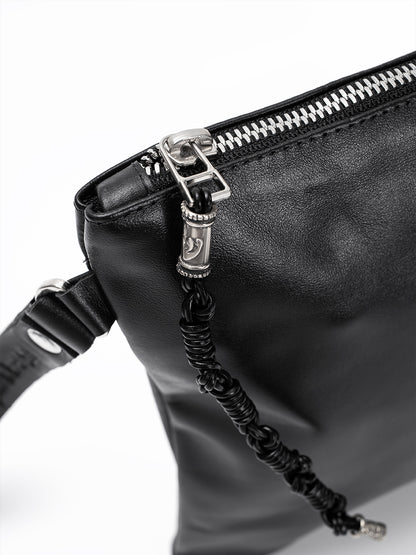 Leather Pouch - Shema Israel Black Smooth Leather
