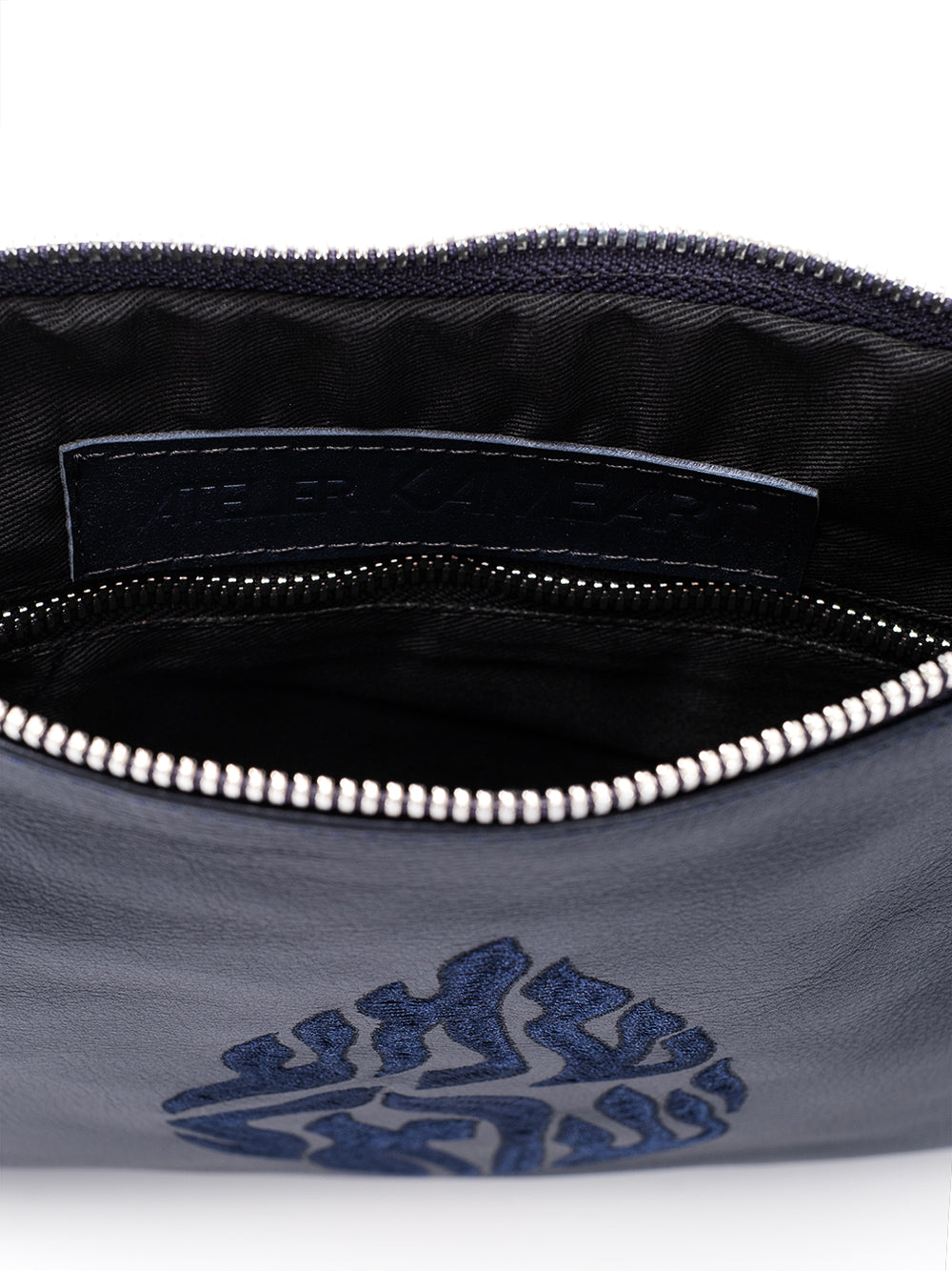 Leather Pouch - Shema Israel Navy Smooth Leather