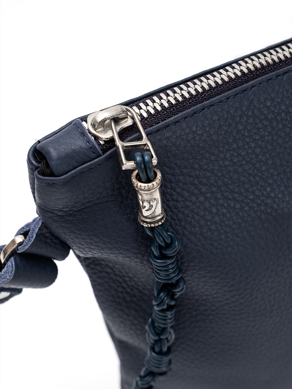 Leather Pouch - Maguen David Blue Navy Grained Leather Kameart