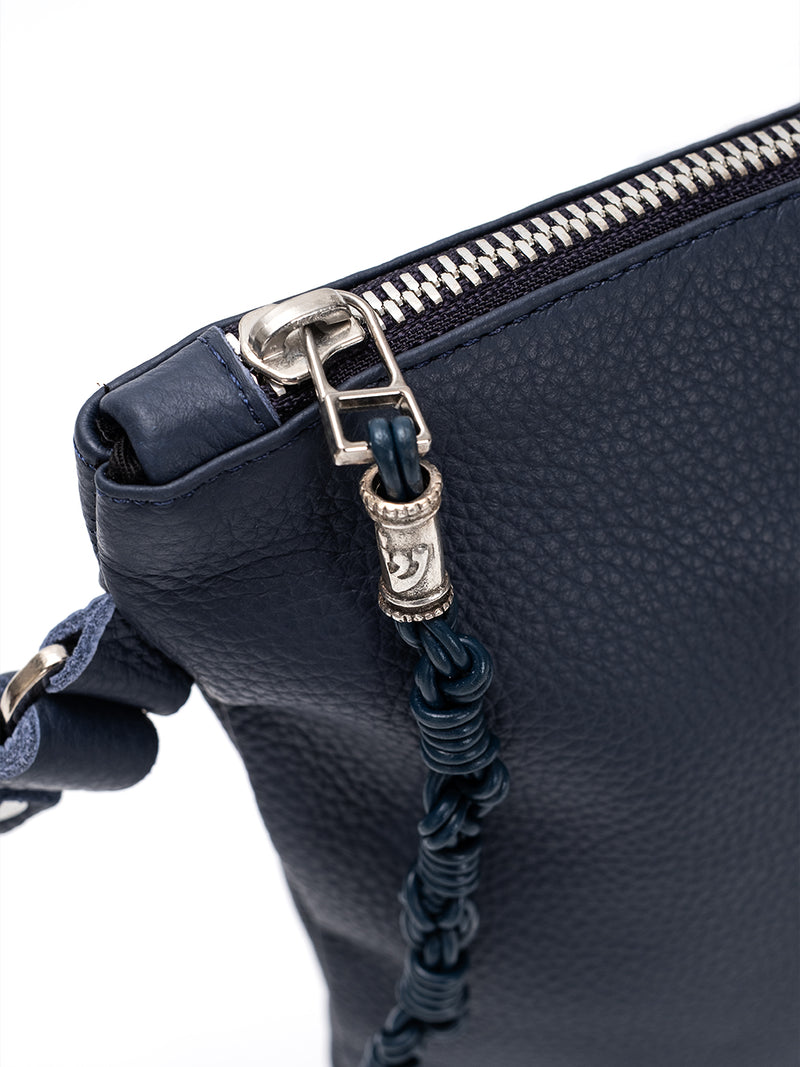 Leather Pouch - Maguen David Blue Navy Grained Leather