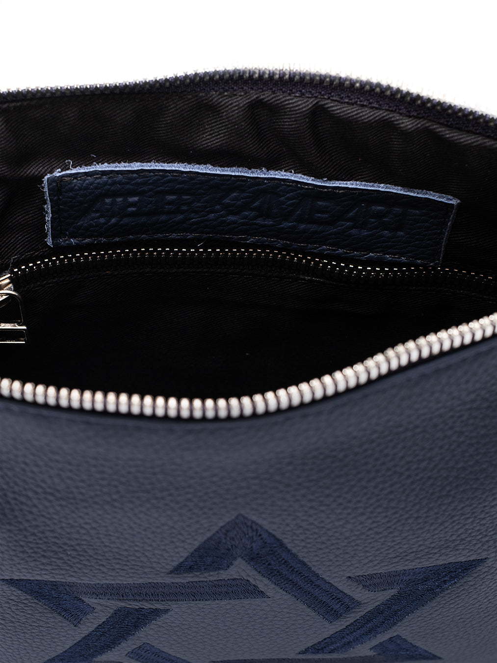 Leather Pouch - Maguen David Blue Navy Grained Leather Kameart