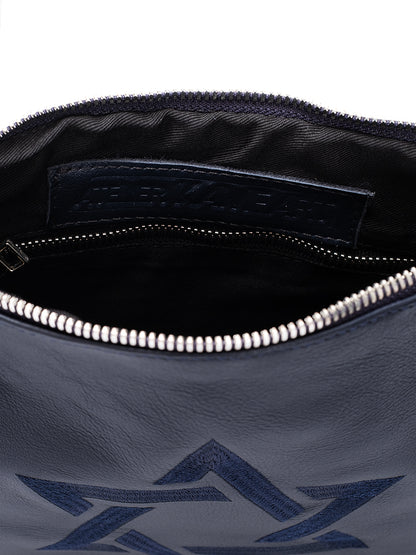 Leather Pouch - Maguen David Blue Navy Smooth Leather
