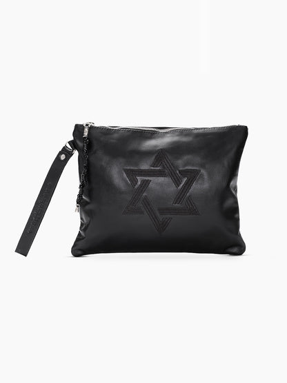 Leather Pouch - Maguen David Black Smooth Leather