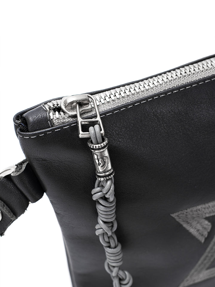 Leather Pouch - Maguen David Gray Smooth Leather