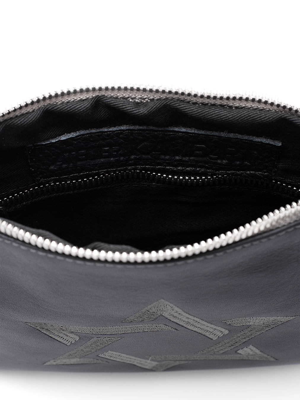 Leather Pouch - Maguen David Gray Smooth Leather Kameart