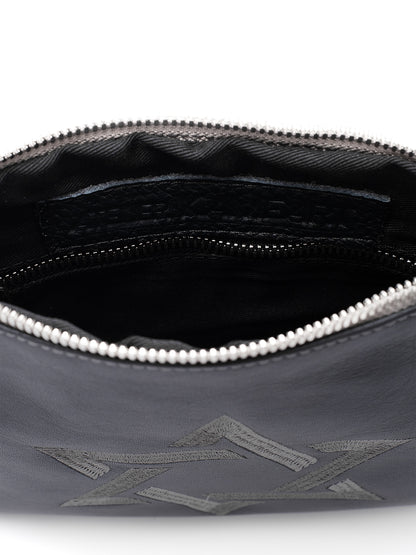 Leather Pouch - Maguen David Gray Smooth Leather