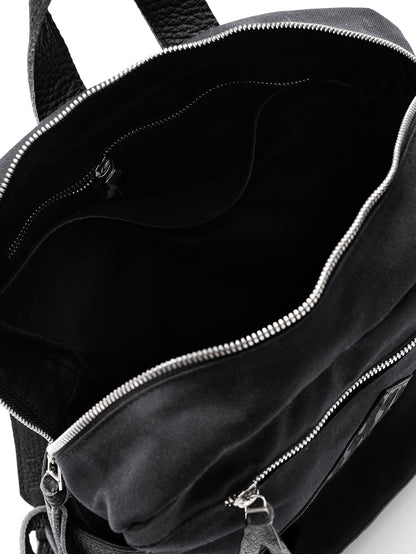 Backpack Aesh Sheli Black Canva &amp; Leather